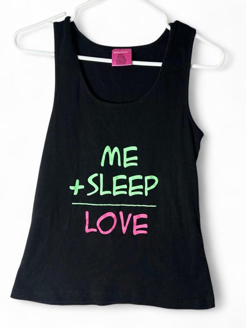 Y2K BodyCandy Black Tank Top with Neon Green & Pink Graphic